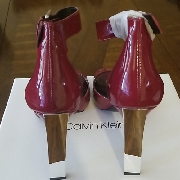 Calvin Klein/ Miranda Patent Red Rock Heels - Picture 3 of 4